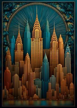 Art Deco New York Cityscape