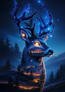 Mystical Deer Starry Antlers