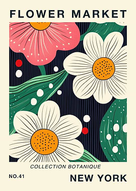 Flower Market New York Travel Poster