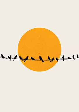 Birds on a Wire Silhouette