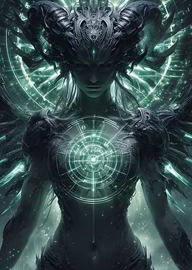 Cyberpunk Demon Woman with Horns