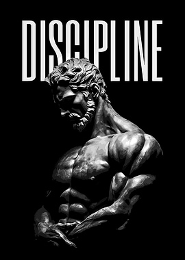Discipline Statue Black and White