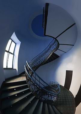 Spiral Staircase in Blue Tones