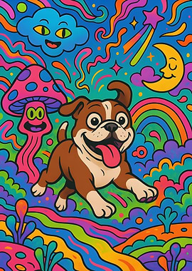 Psychedelic Dog Cartoon