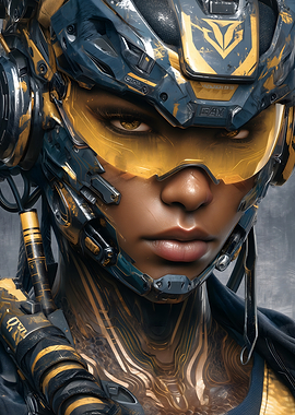 Cyberpunk Warrior Woman Portrait