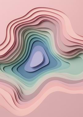 Abstract Topographic Layers in Pastel Colors