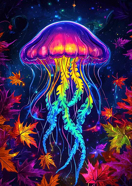 Colorful Jellyfish Autumn Leaves
