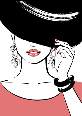 Elegant Woman in Hat Illustration
