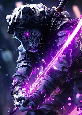 Cyberpunk Leopard Samurai