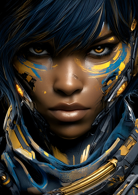 Cyberpunk Warrior Woman Portrait