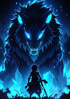 Anime Warrior Giant Wolf