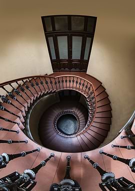 Spiral Staircase with Ornate Railing