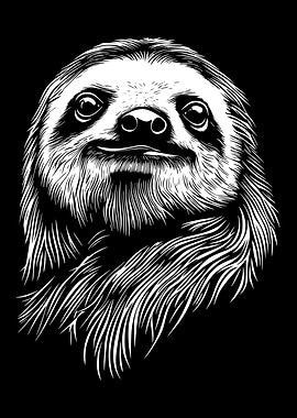 Monochrome Sloth Portrait