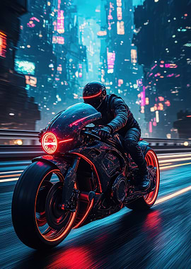 Cyberpunk Motorcycle Rider