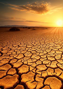 Cracked Earth at Sunset