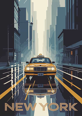 New York City Taxi Illustration