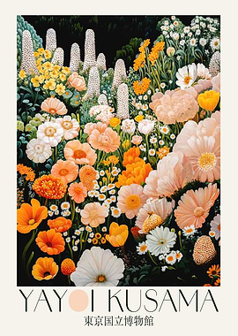 Maximalist Wall Art Yayoi Kusama Poster dopamine decor Flower Market Print green Japanese Art Floral Print Botanical Art
