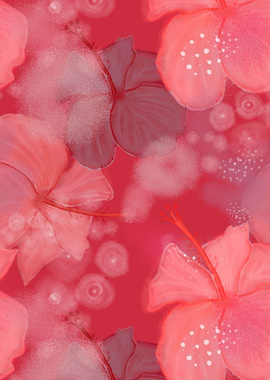 Floral Pattern with Hibiscus Flowers