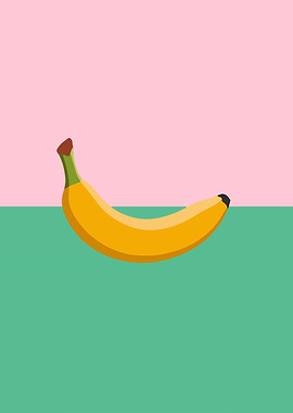 Banana on Pink and Green