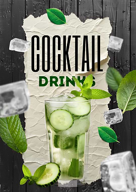 Cocktail Drinks with Cucumber and Mint