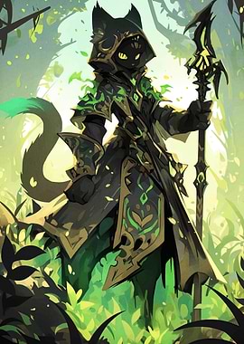 Cat mage in forest