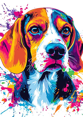 Colorful Beagle Portrait
