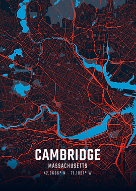 Cambridge Massachusetts City Map