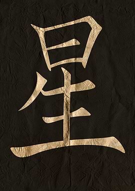 Live, Gold Chinese Character on Black Paper