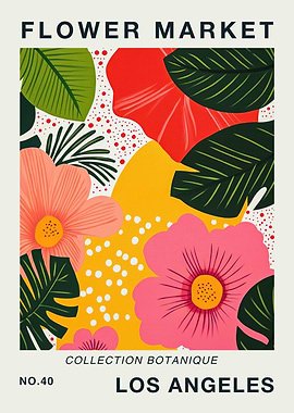 Flower Market Los Angeles Travel Poster
