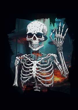 Skeleton 'Okay' Gesture in Dark Setting