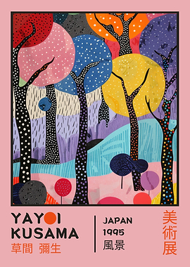 Yayoi Kusama Landscape Art Exhibiton Poster