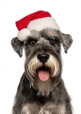 Standard Schnauzer with Santa Hat
