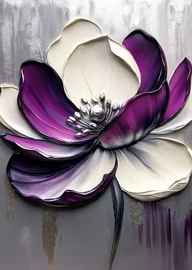 Purple and White Floral Abstract Painting