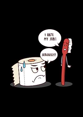 Toilet Paper and Toothbrush Cartoon