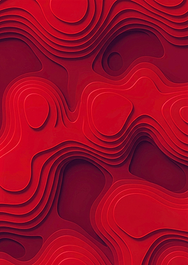 Red Topographic Abstract