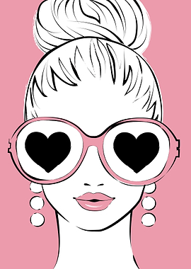 I see love - Woman with Heart Sunglasses