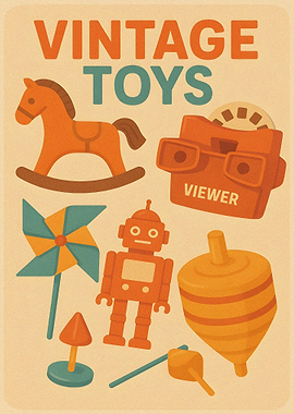 Vintage Toys Illustration