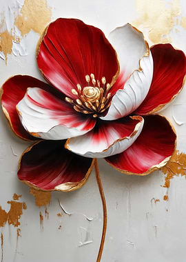 Red and White Floral Painting