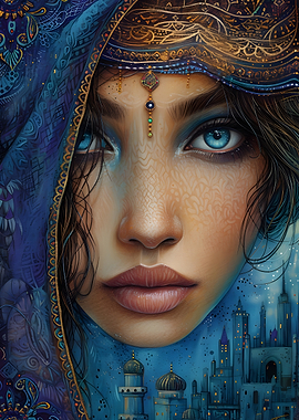 Mystic Woman with Cityscape