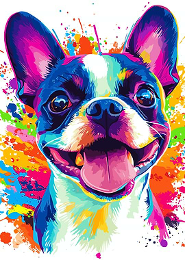 Colorful Boston Terrier Portrait