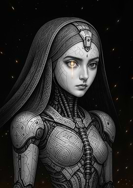Cyborg Woman with Headscarf
