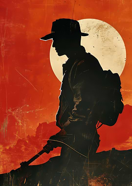 Silhouette of a man with a hat