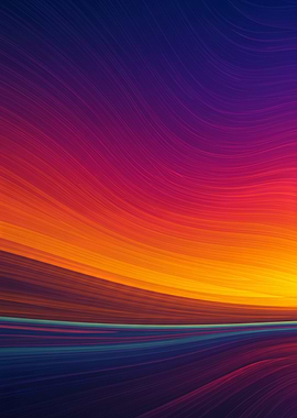 Abstract sunset landscape with flowing lines