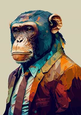 Chimpanzee in Suit Digital Art