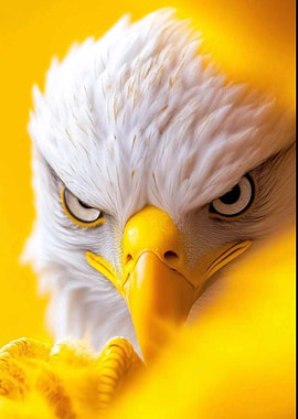 Eagle Portrait on Yellow Background