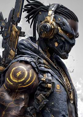 Cyberpunk Warrior with Futuristic Gear