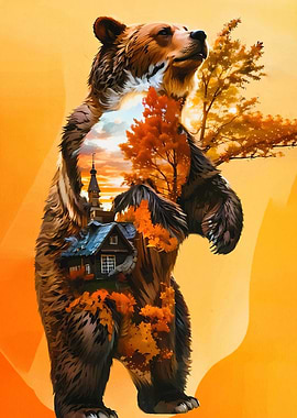 Bear Autumn Landscape