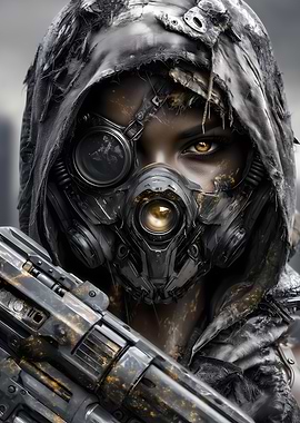 Post-Apocalyptic Warrior with Mask and Gun