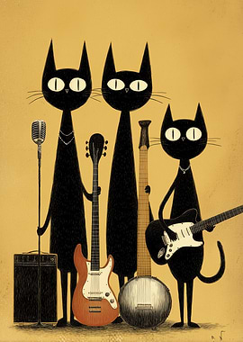 Cats Band Illustration