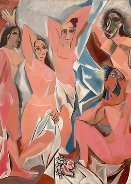 Abstract Figures in Pink and Blue
